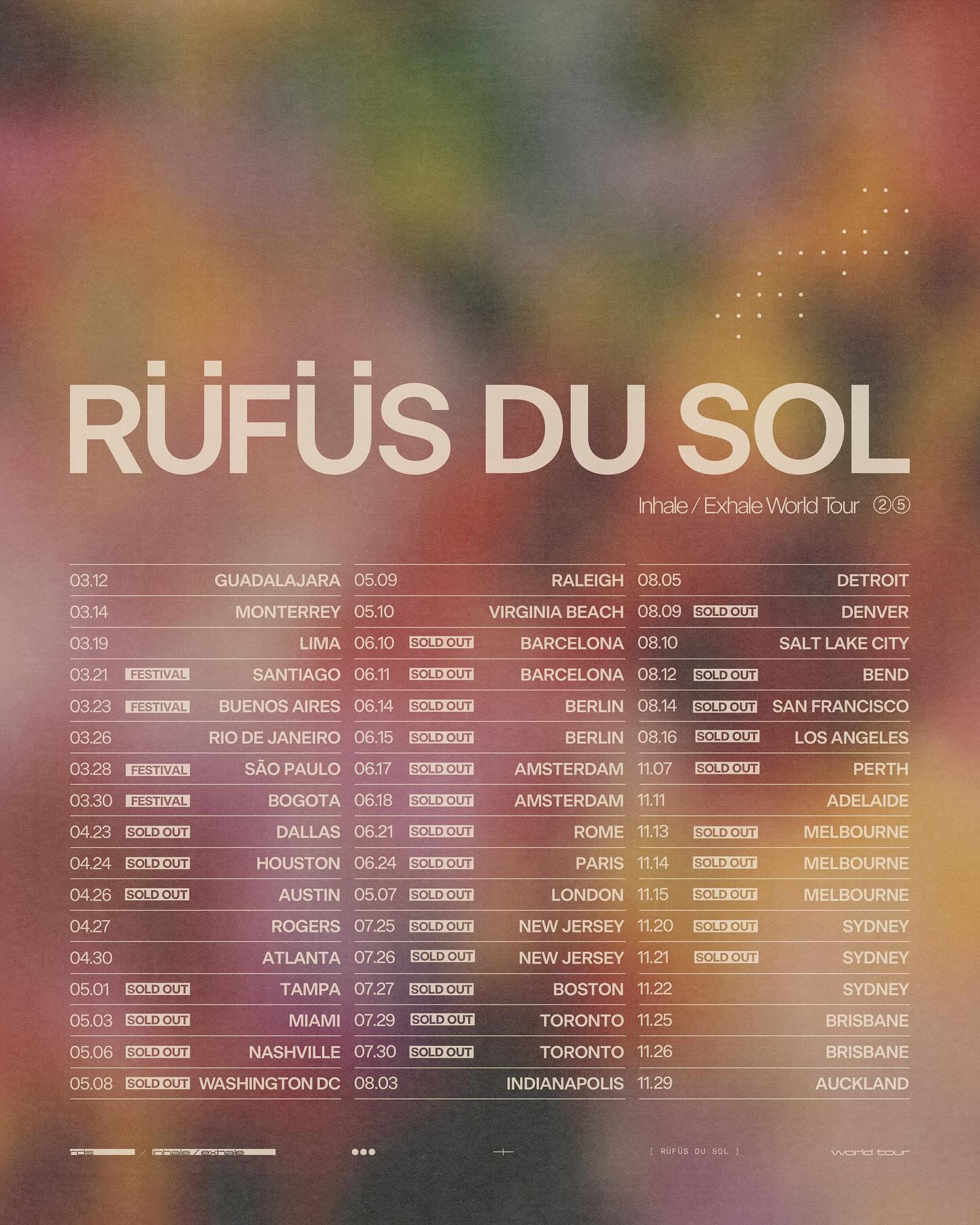 RÜFÜS DU SOL Inhale Exhale World Tour Poster 2026